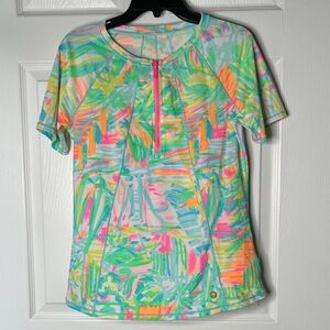 Lilly Pulitzer Luxletic Sea Salt & Sun Captain Print Short Sleeve Biker Top